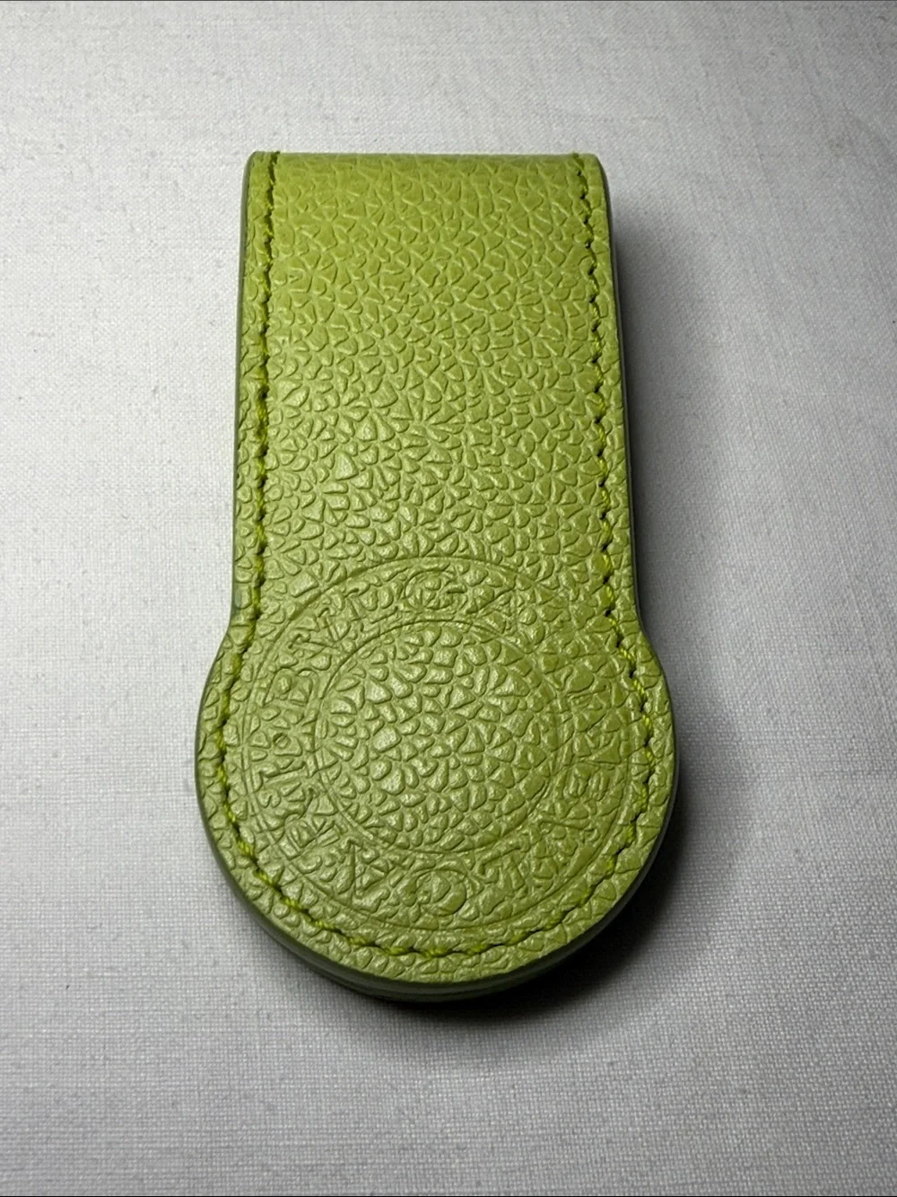 BVLGARI Leather Magnetic Money Clip Holder – Lime Green – With Box